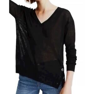 J. Crew Linen blend V-neck sweater side buttons, 
L5608, size medium